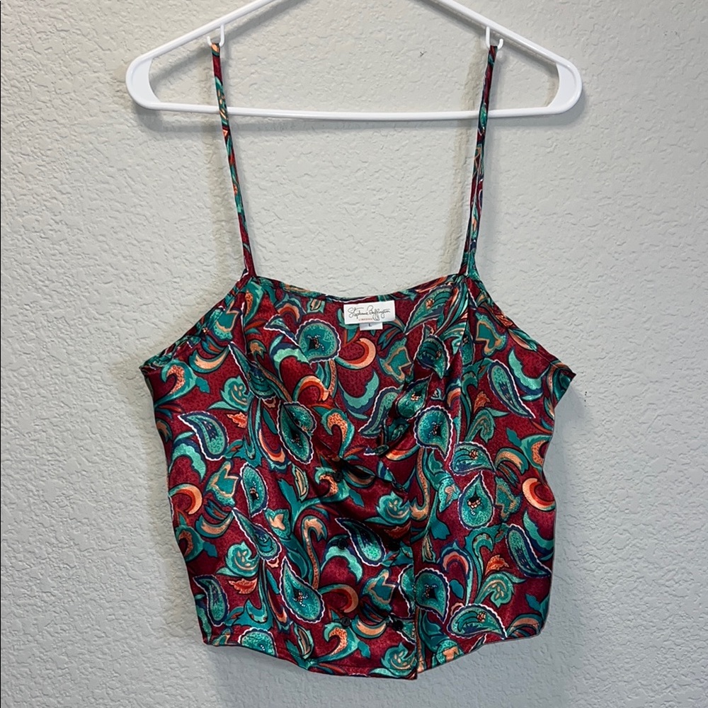 Colorful Paisley Spaghetti Strap Crop Top